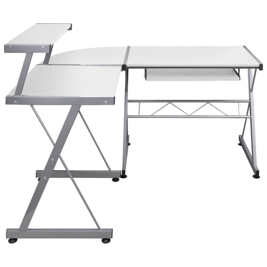 Corner Computer Desk White 132x112x99 cm Engineered Wood