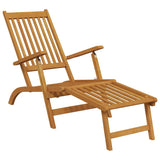 Outdoor Deck Chairs with Footrests and Table Solid Wood Acacia - Rear View