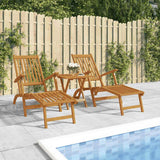 Outdoor Deck Chairs with Footrests and Table Solid Wood Acacia