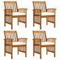 Garden Dining Chairs 4 pcs with Cushions Solid Wood Acacia