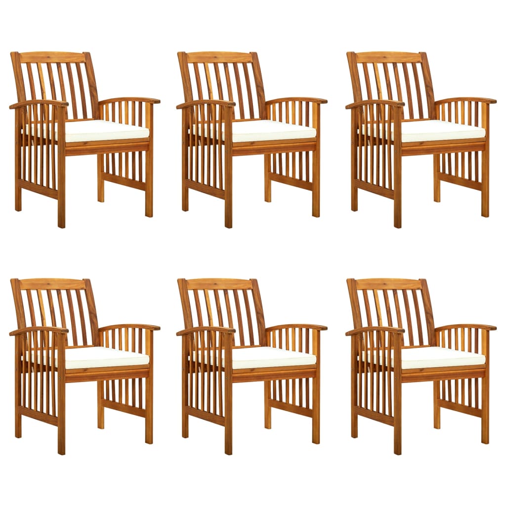 Garden Dining Chairs 6 pcs with Cushions Solid Wood Acacia