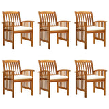 Garden Dining Chairs 6 pcs with Cushions Solid Wood Acacia
