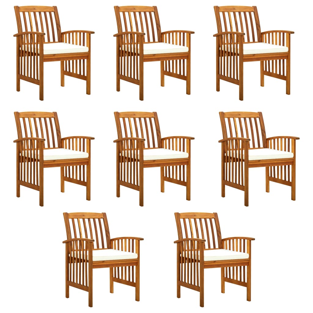 Garden Dining Chairs 8 pcs with Cushions Solid Wood Acacia