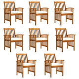 Garden Dining Chairs 8 pcs with Cushions Solid Wood Acacia