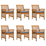 Garden Dining Chairs 6 pcs with Cushions Solid Wood Acacia