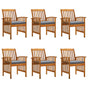 Garden Dining Chairs 6 pcs with Cushions Solid Wood Acacia