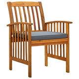 Garden Dining Chairs 8 pcs with Cushions Solid Wood Acacia - Front View