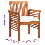 Garden Dining Chairs with Cushions 4 pcs Solid Wood Acacia - Close-Up Angle
