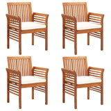 Garden Dining Chairs with Cushions 4 pcs Solid Wood Acacia - Low Angle