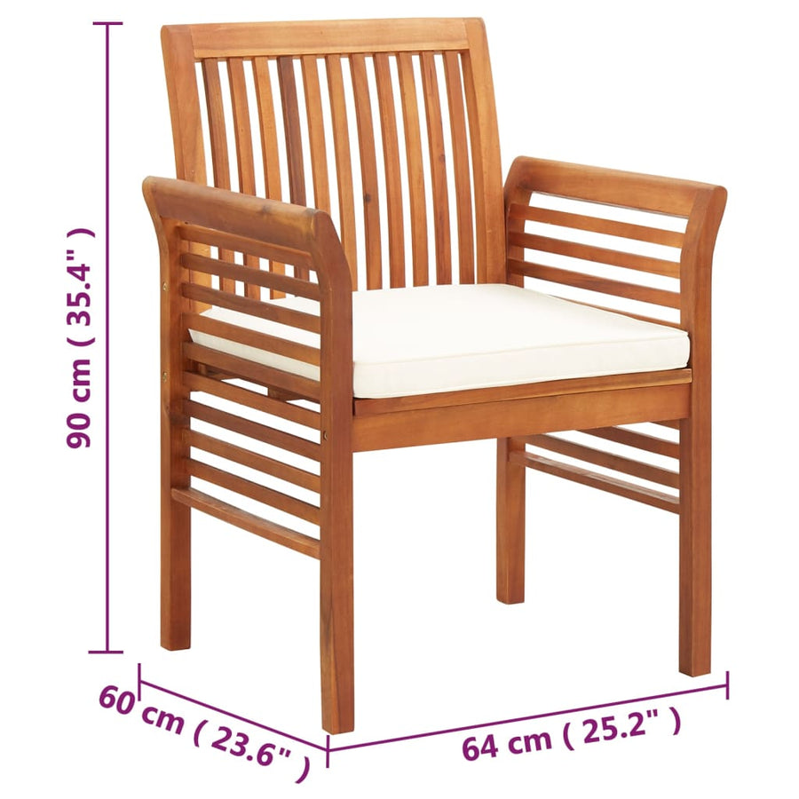 Garden Dining Chairs with Cushions 8 pcs Solid Wood Acacia