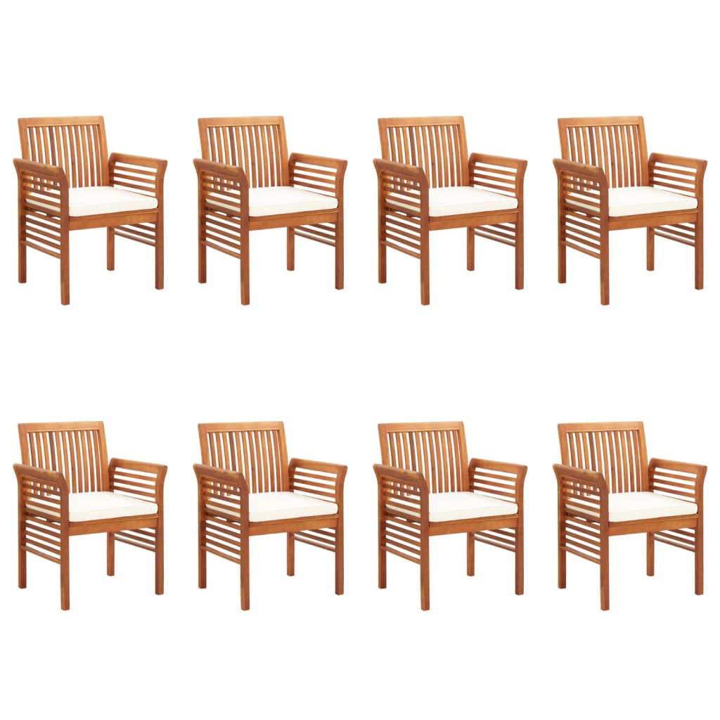 Garden Dining Chairs with Cushions 8 pcs Solid Wood Acacia