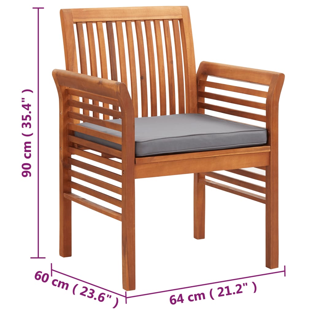 Garden Dining Chairs with Cushions 4 pcs Solid Wood Acacia