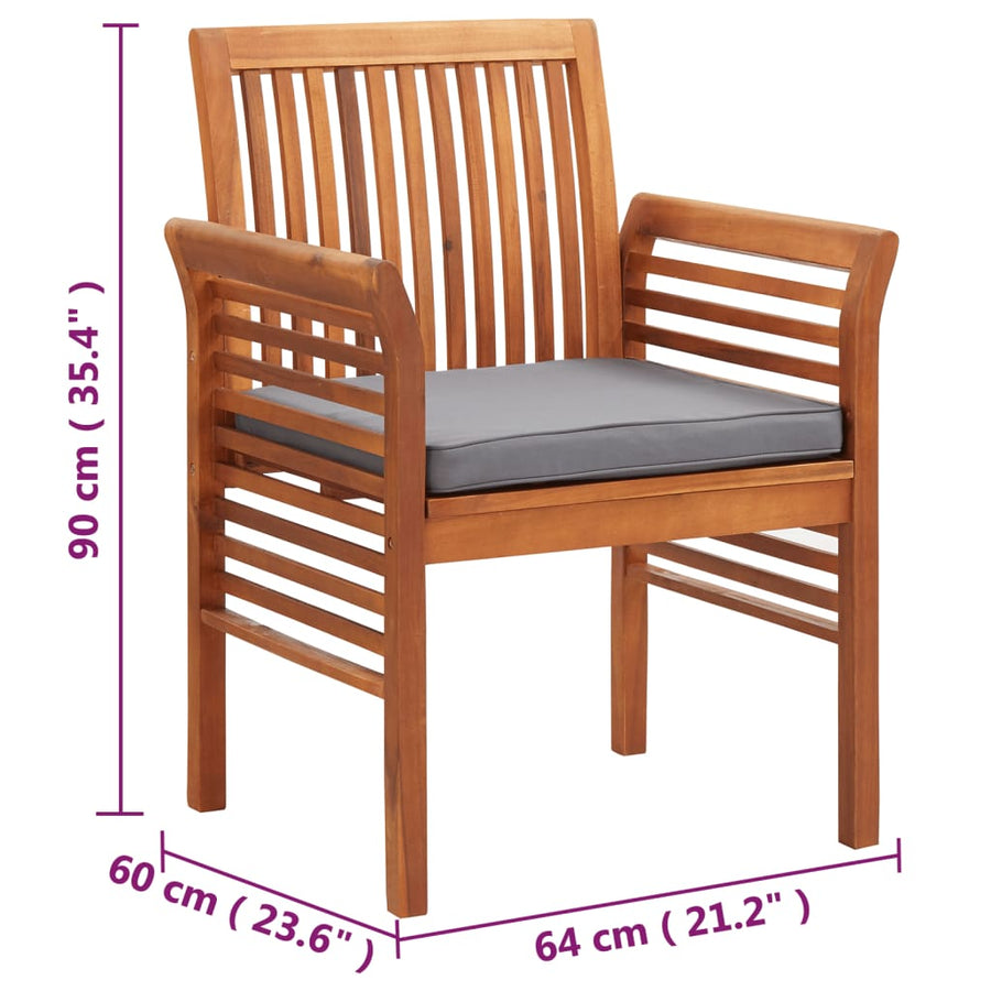 Garden Dining Chairs with Cushions 4 pcs Solid Wood Acacia
