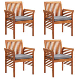 Garden Dining Chairs with Cushions 4 pcs Solid Wood Acacia - Low Angle