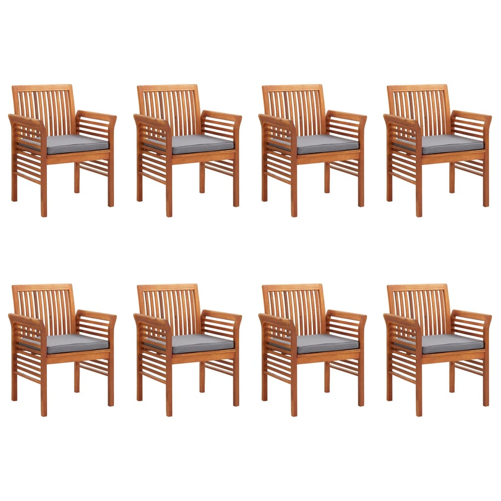 Garden Dining Chairs with Cushions 8 pcs Solid Wood Acacia
