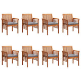 Garden Dining Chairs with Cushions 8 pcs Solid Wood Acacia