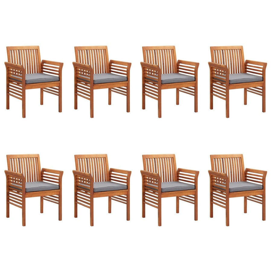 Garden Dining Chairs with Cushions 8 pcs Solid Wood Acacia