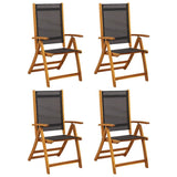 Folding Garden Chairs 4 pcs Solid Wood Acacia and Textilene