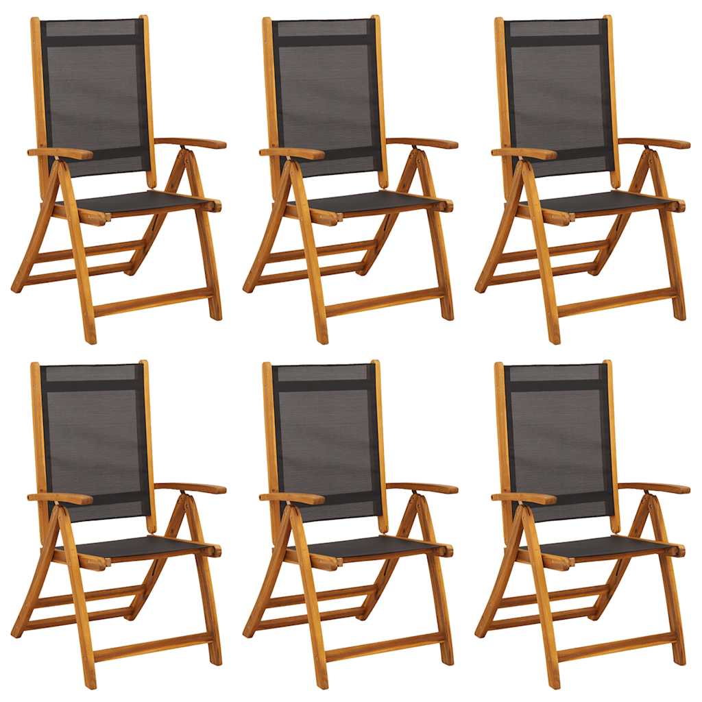 Folding Garden Chairs 6 pcs Solid Wood Acacia and Textilene