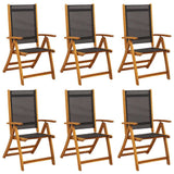Folding Garden Chairs 6 pcs Solid Wood Acacia and Textilene
