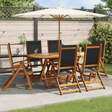 Folding Garden Chairs 6 pcs Solid Wood Acacia and Textilene