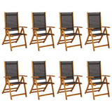 Folding Garden Chairs 8 pcs Solid Wood Acacia and Textilene
