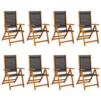 Folding Chairs 8 pcs Solid Wood Acacia and Textilene