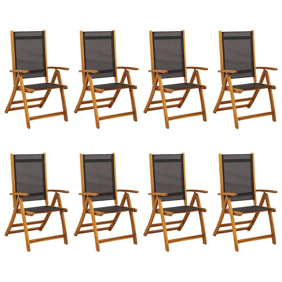Folding Chairs 8 pcs Solid Wood Acacia and Textilene