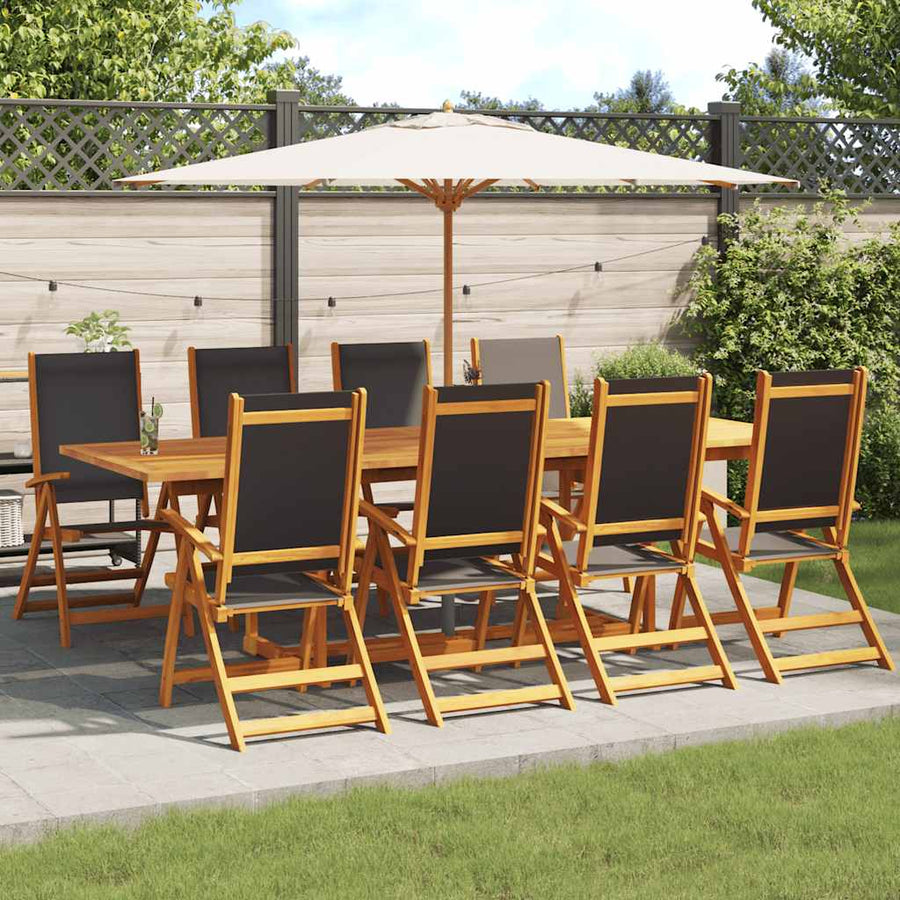 Folding Chairs 8 pcs Solid Wood Acacia and Textilene