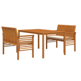 3 Piece Outdoor Dining Set with Cushions Solid Wood Acacia - Side View