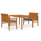 3 Piece Outdoor Dining Set with Cushions Solid Wood Acacia
