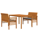 3 Piece Outdoor Dining Set with Cushions Solid Wood Acacia - Side View