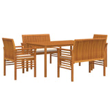 5 Piece Outdoor Dining Set with Cushions Solid Wood Acacia - Side View
