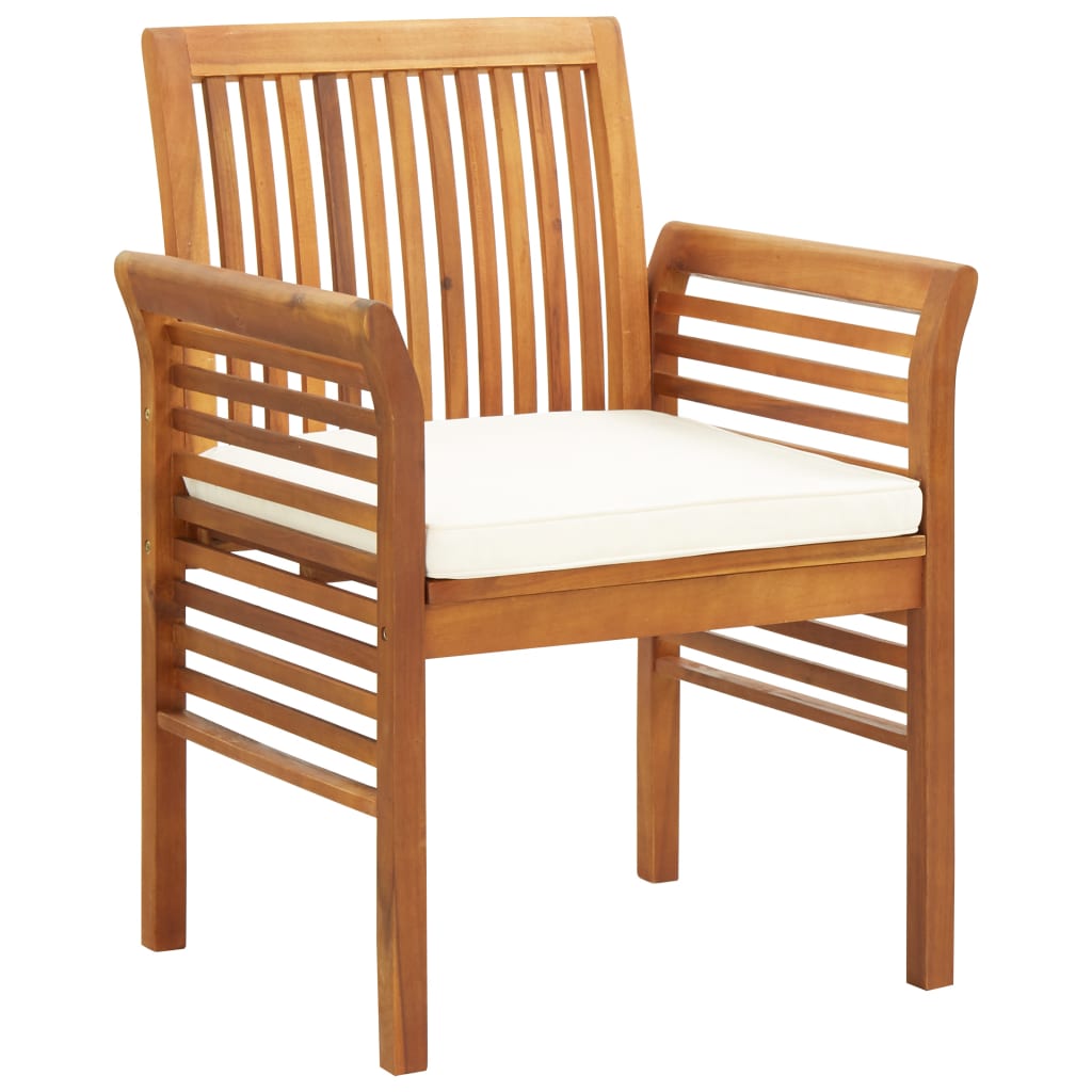 5 Piece Outdoor Dining Set with Cushions Solid Wood Acacia