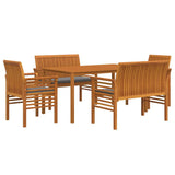 5 Piece Outdoor Dining Set with Cushions Solid Wood Acacia - Side View