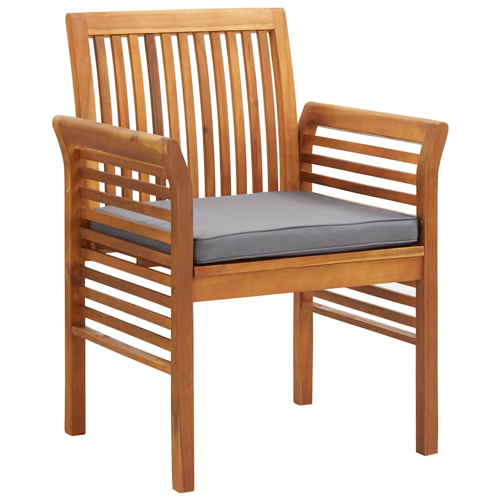 5 Piece Outdoor Dining Set with Cushions Solid Wood Acacia