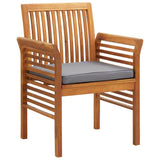 5 Piece Outdoor Dining Set with Cushions Solid Wood Acacia - Low Angle