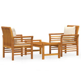 3 Piece Garden Lounge Set with Cushions Solid Wood Acacia - Front View