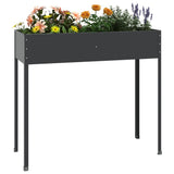 Garden Planter Anthracite 100.5x40.5x90 cm Galvanised Steel - Side View
