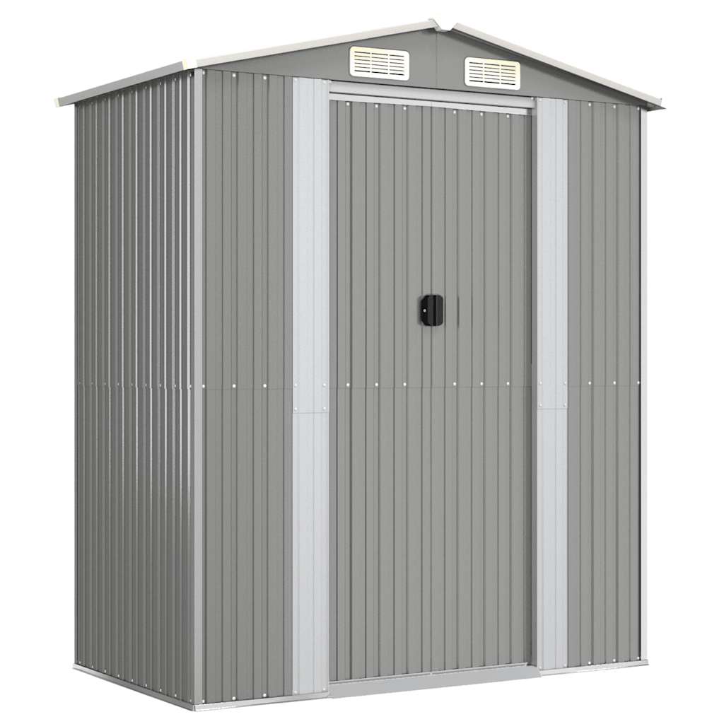 Garden Shed Light Grey 192x108x223 cm Galvanised Steel