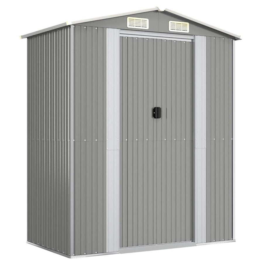 Garden Shed Light Grey 192x108x223 cm Galvanised Steel