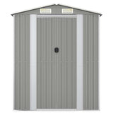 Garden Shed Light Grey 192x108x223 cm Galvanised Steel - Side View