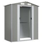 Garden Shed Light Grey 192x108x223 cm Galvanised Steel