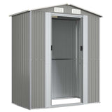 Garden Shed Light Grey 192x108x223 cm Galvanised Steel - Top-Down View