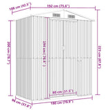 Garden Shed Light Grey 192x108x223 cm Galvanised Steel