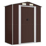 Garden Shed Dark Brown 192x108x223 cm Galvanised Steel - Front View
