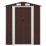 Garden Shed Dark Brown 192x108x223 cm Galvanised Steel