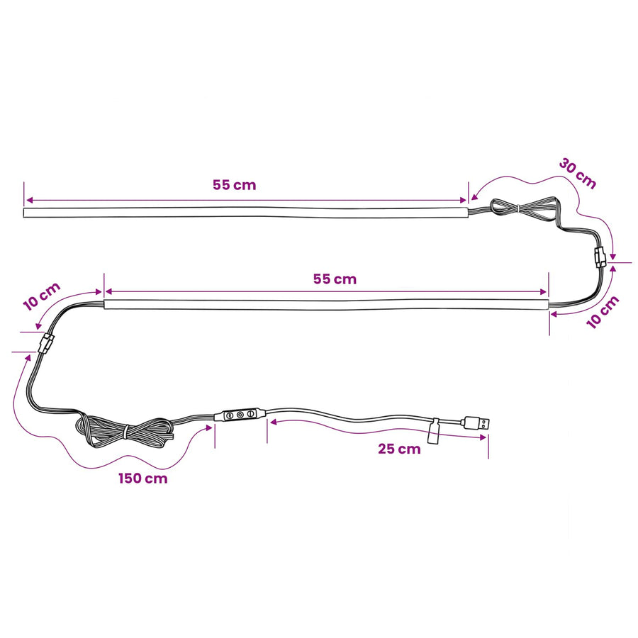 x2 55cm USB EDL strp light