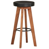 Bar Stools 2 pcs Real Leather and Solid Wood Acacia - Front View