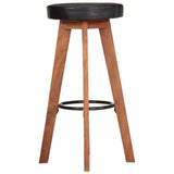 Bar Stools 2 pcs Real Leather and Solid Wood Acacia - Side View